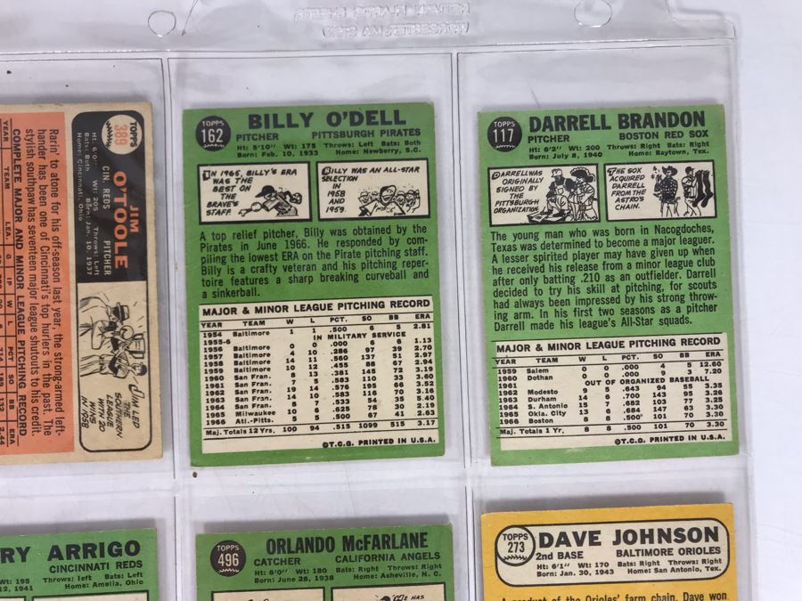 Vintage 1960s Baseball Cards - 8 Total With Plastic Card Sleeve [Photo 8]