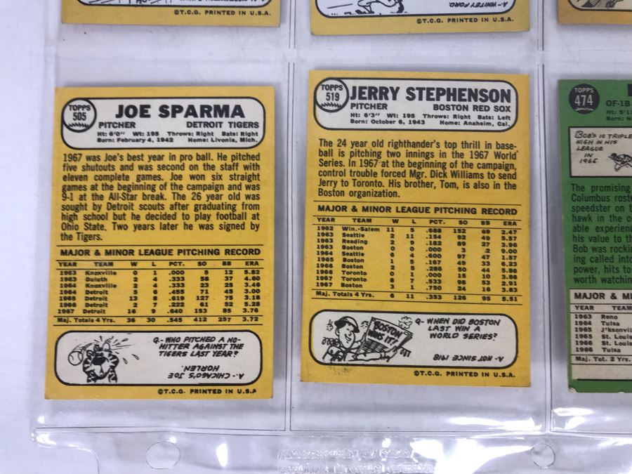 Vintage 1960s Baseball Cards - 8 Total With Plastic Card Sleeve [Photo 10]