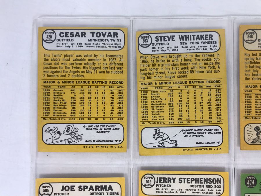 Vintage 1960s Baseball Cards - 8 Total With Plastic Card Sleeve [Photo 7]