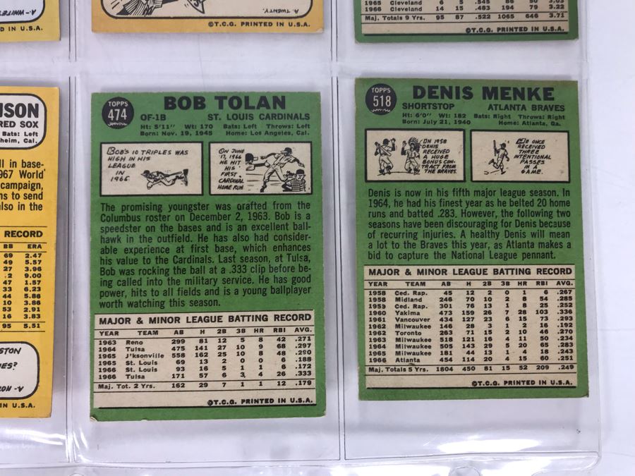 Vintage 1960s Baseball Cards - 8 Total With Plastic Card Sleeve [Photo 9]