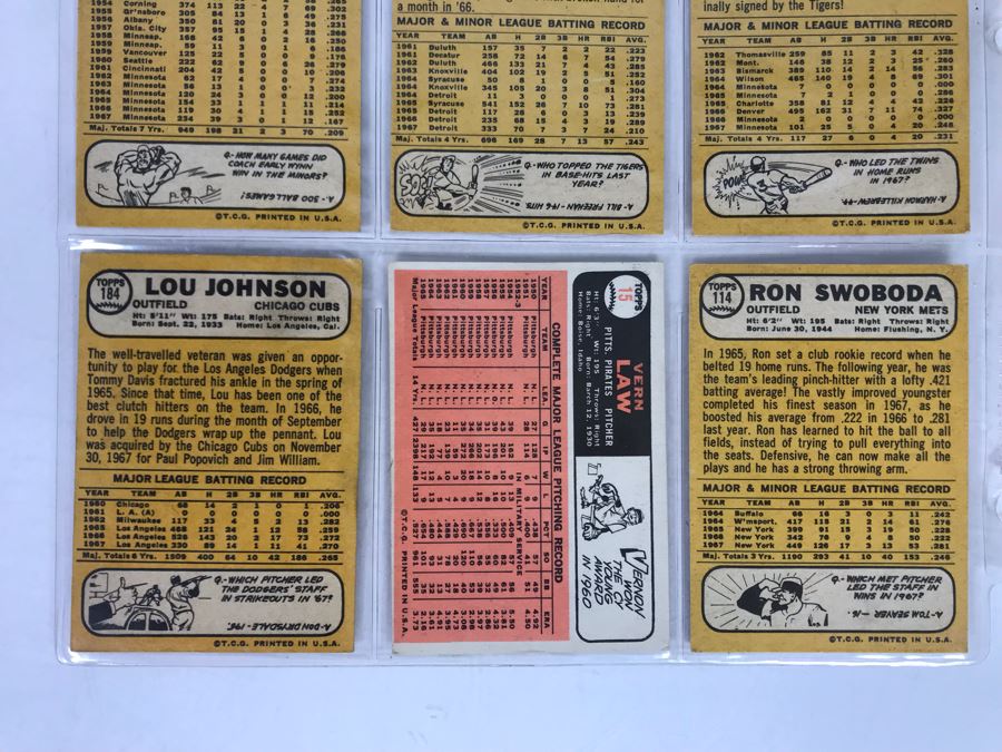 Vintage 1960s Baseball Cards - 9 Total With Plastic Card Sleeve [Photo 8]