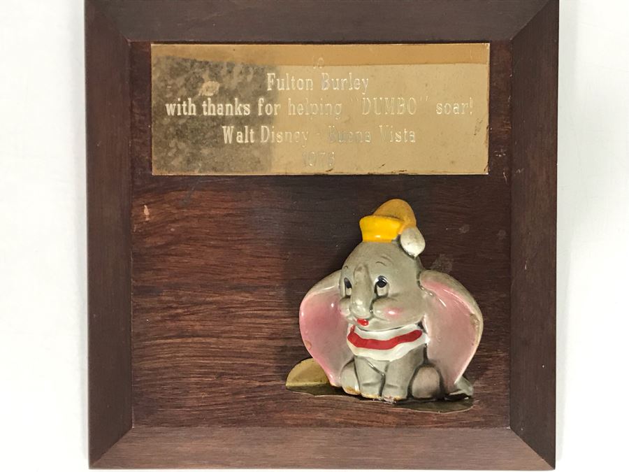 One Of A Kind Vintage 1976 Walt Disney - Buena Vista Fulton Burley Relief Wall Plaque For Helping Promote The Movie 'DUMBO' With DUMBO Figurine 6 X 6 [Photo 9]