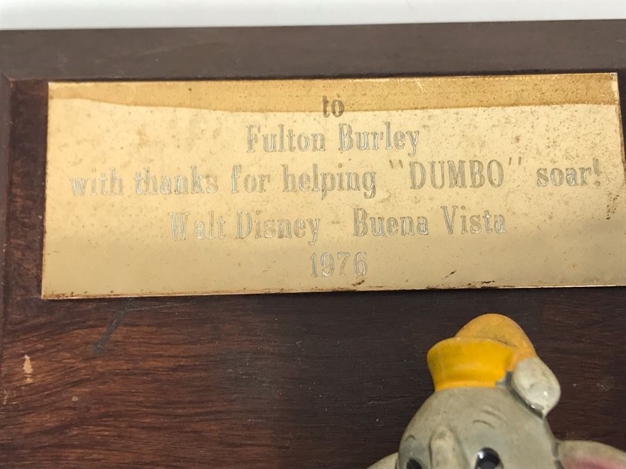 One Of A Kind Vintage 1976 Walt Disney - Buena Vista Fulton Burley Relief Wall Plaque For Helping Promote The Movie 'DUMBO' With DUMBO Figurine 6 X 6 [Photo 6]