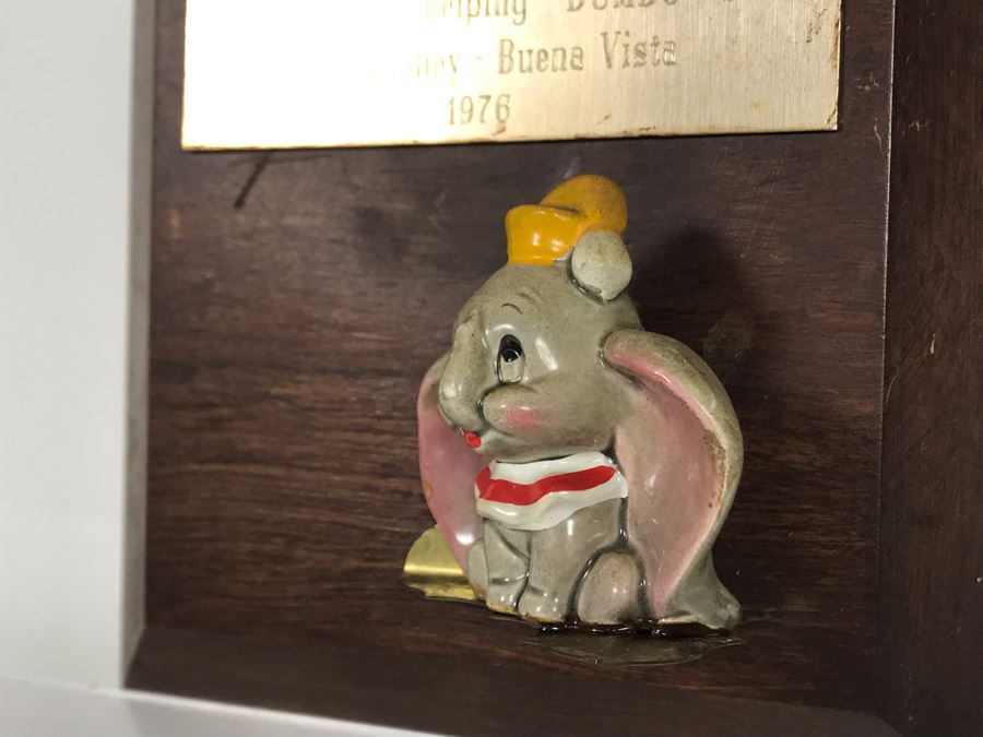 One Of A Kind Vintage 1976 Walt Disney - Buena Vista Fulton Burley Relief Wall Plaque For Helping Promote The Movie 'DUMBO' With DUMBO Figurine 6 X 6 [Photo 5]