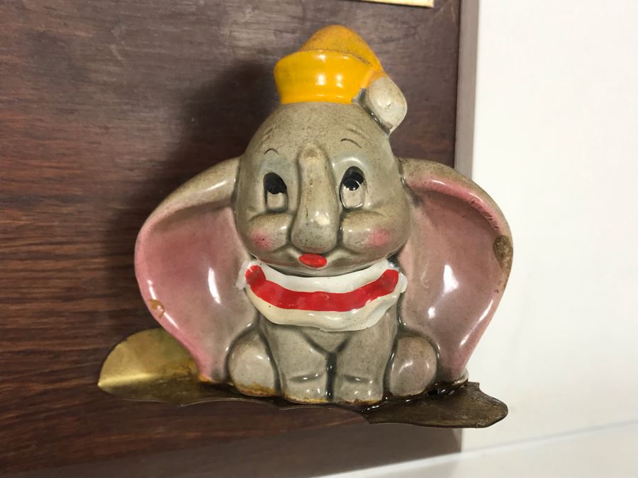 One Of A Kind Vintage 1976 Walt Disney - Buena Vista Fulton Burley Relief Wall Plaque For Helping Promote The Movie 'DUMBO' With DUMBO Figurine 6 X 6 [Photo 4]