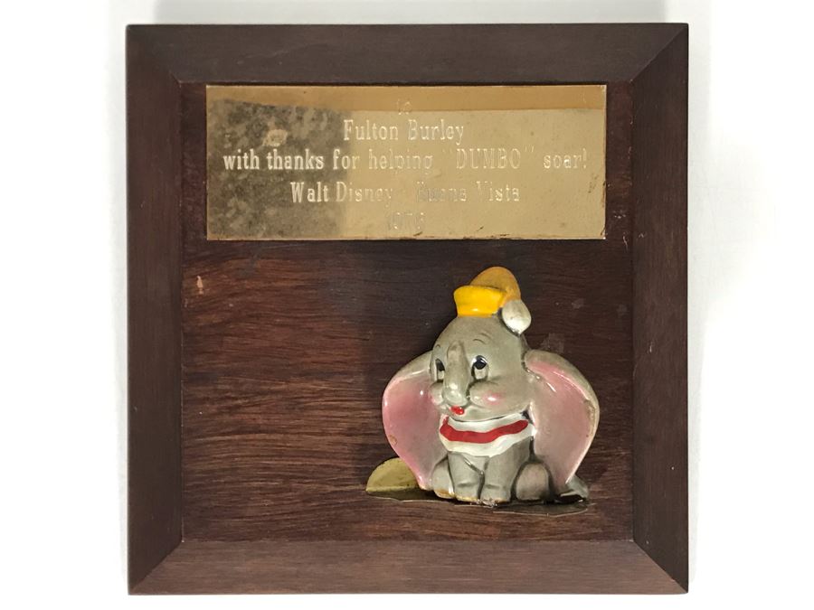 One Of A Kind Vintage 1976 Walt Disney - Buena Vista Fulton Burley Relief Wall Plaque For Helping Promote The Movie 'DUMBO' With DUMBO Figurine 6 X 6 [Photo 8]