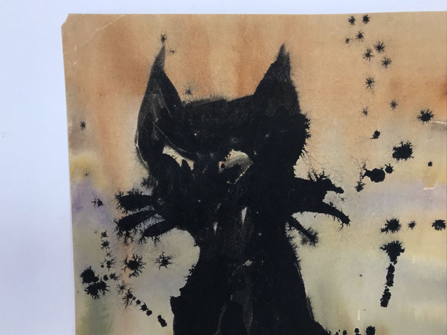 Original Watercolor Painting By Bjo Trimble Titled 'Halloween Cat' From Comic-Con Art Show 11W X 16.5H [Photo 3]