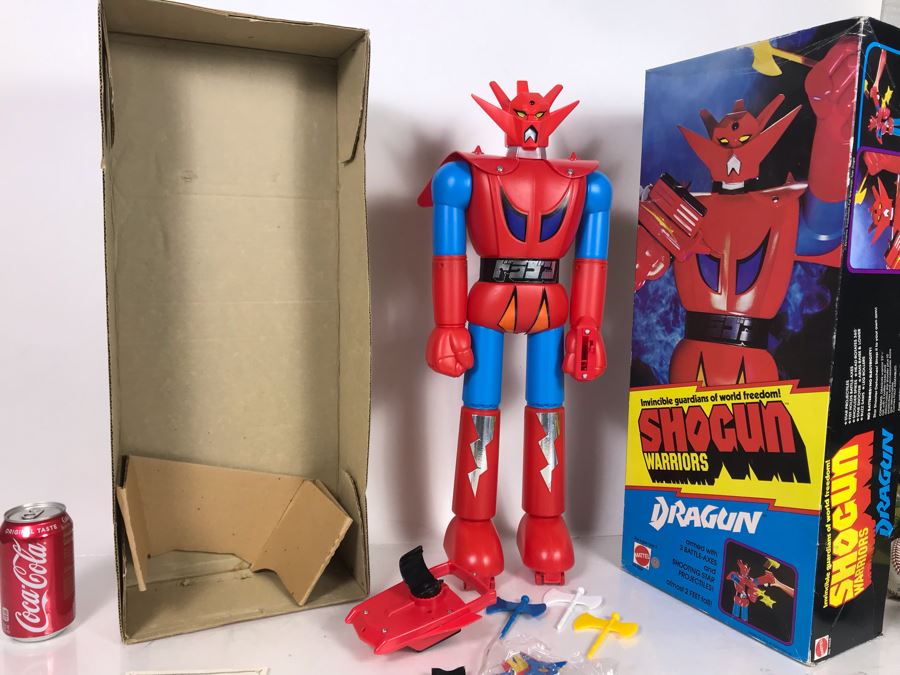 Vintage 1976 Like New With Box Mattel Shogun Warriors Dragun 23.5' Tall No. 9858 - See Photos For Damage To Wristband Of Star Shooter That Straps Onto Arm [Photo 20]
