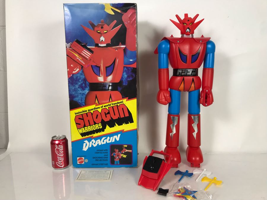 Vintage 1976 Like New With Box Mattel Shogun Warriors Dragun 23.5' Tall No. 9858 - See Photos For Damage To Wristband Of Star Shooter That Straps Onto Arm [Photo 3]