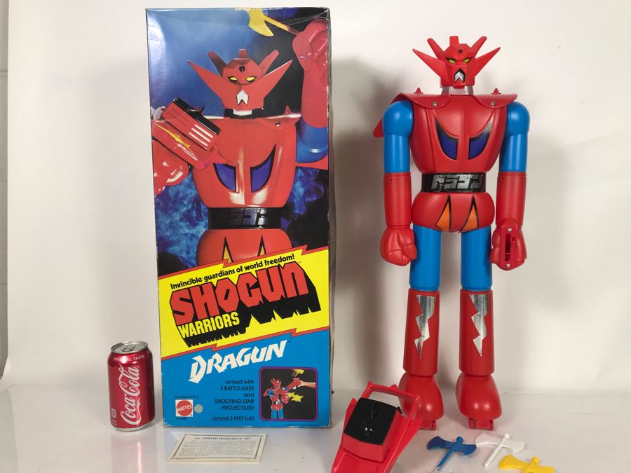 Vintage 1976 Like New With Box Mattel Shogun Warriors Dragun 23.5' Tall No. 9858 - See Photos For Damage To Wristband Of Star Shooter That Straps Onto Arm [Photo 4]
