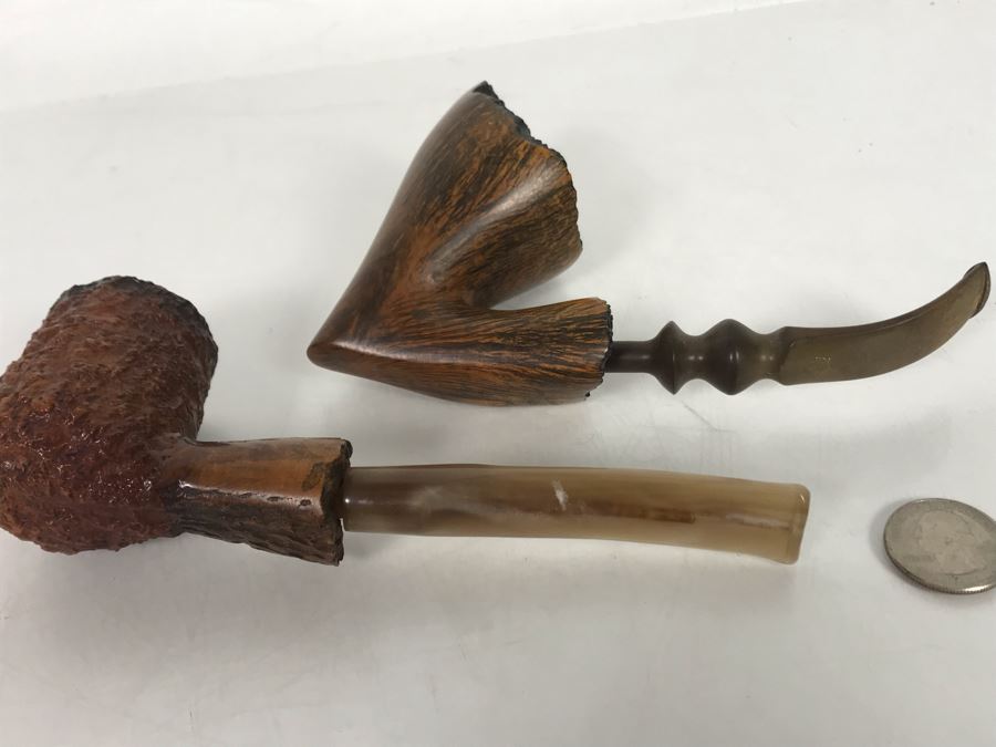 Pair Of Hand Carved Wooden Smoking Pipes [Photo 10]