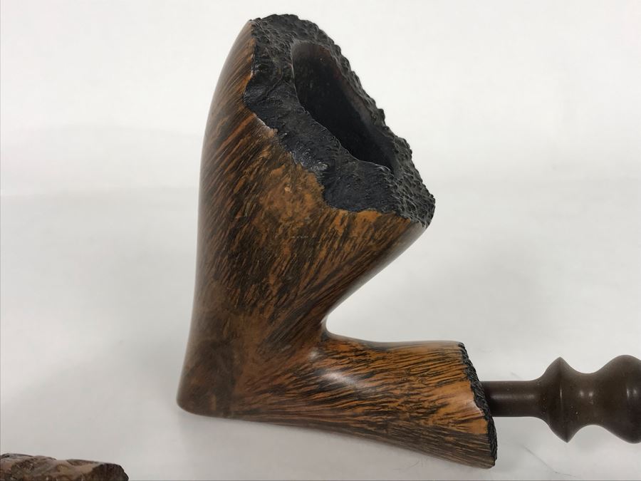 Pair Of Hand Carved Wooden Smoking Pipes [Photo 5]
