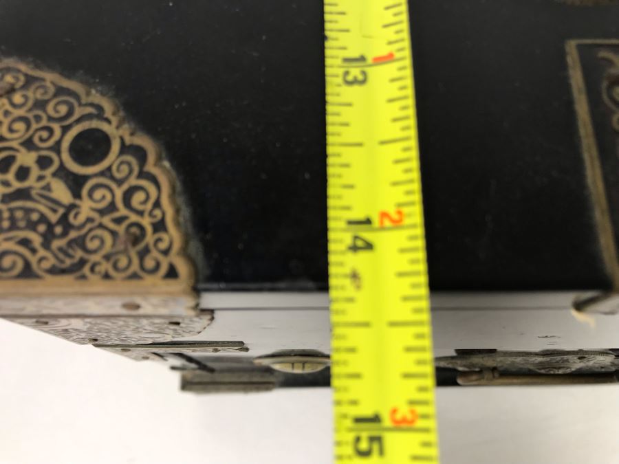 Vintage Asian Lacquer Wooden Jewelry Box With Pop-Up Mirror 11W X 14.5D X 7.5H [Photo 20]