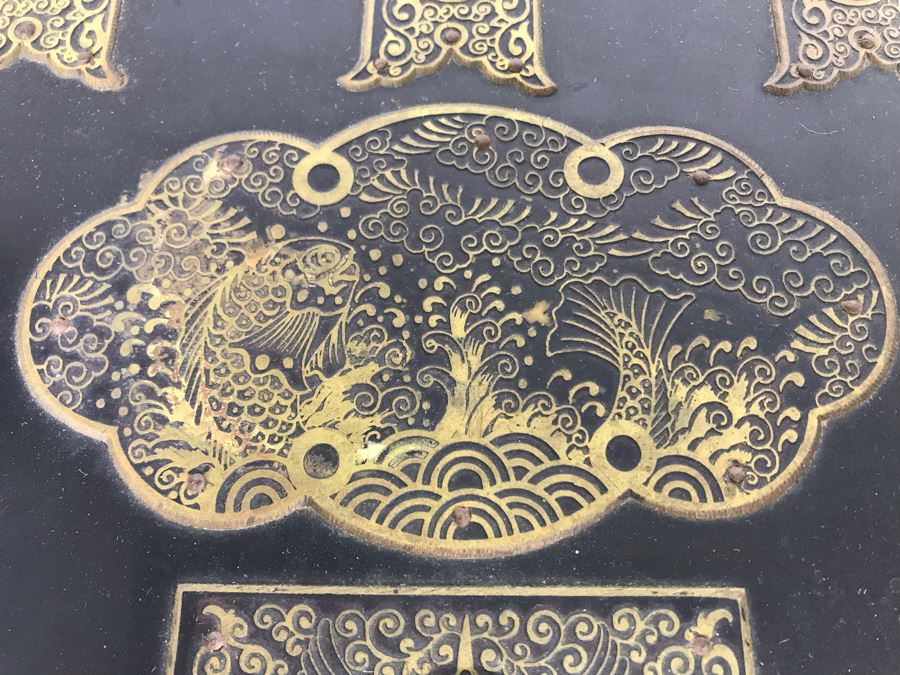 Vintage Asian Lacquer Wooden Jewelry Box With Pop-Up Mirror 11W X 14.5D X 7.5H [Photo 7]