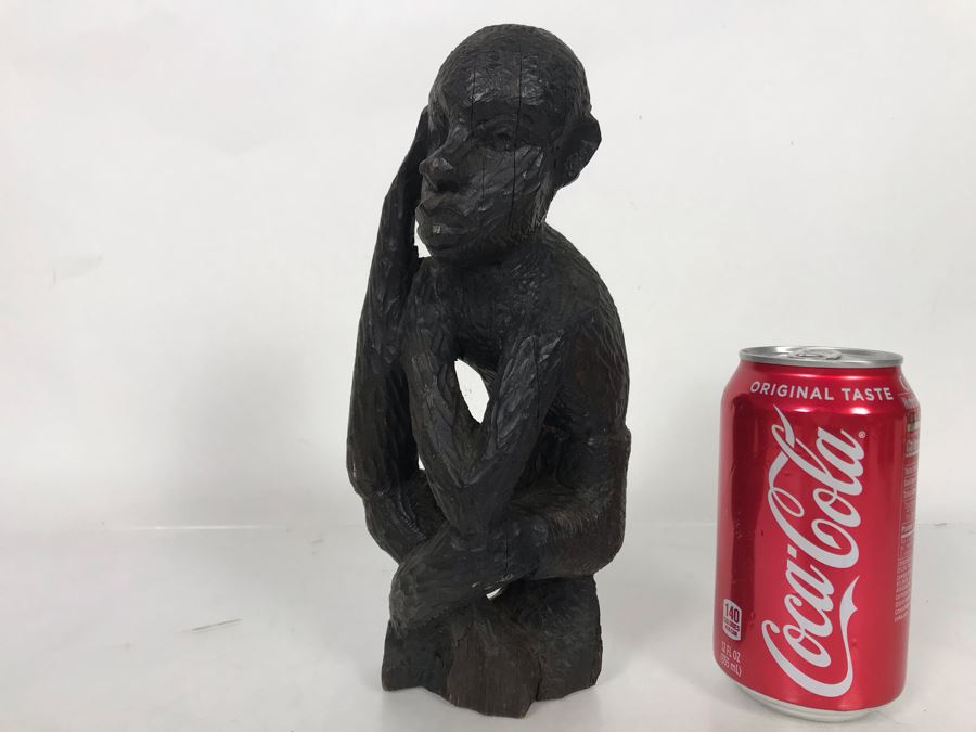Vintage Hand Carved African Sculpture Of Man 9H [Photo 2]