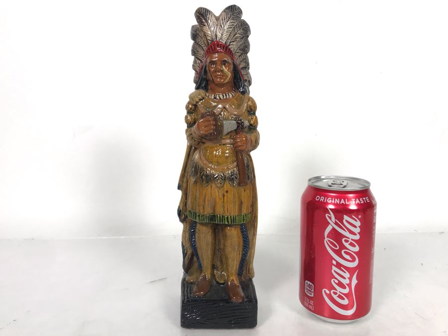 Painted Glazed Native American Chalkware Figurine Statue 10.5H [Photo 1]