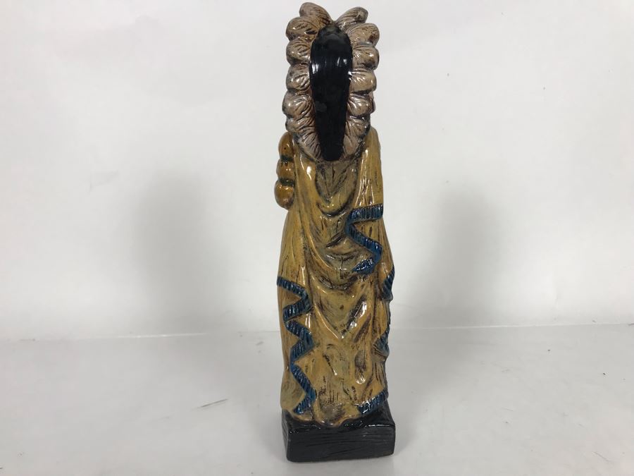 Painted Glazed Native American Chalkware Figurine Statue 10.5H [Photo 7]