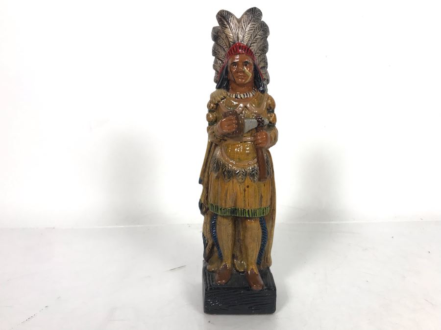 Painted Glazed Native American Chalkware Figurine Statue 10.5H [Photo 3]
