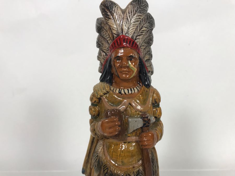 Painted Glazed Native American Chalkware Figurine Statue 10.5H [Photo 4]