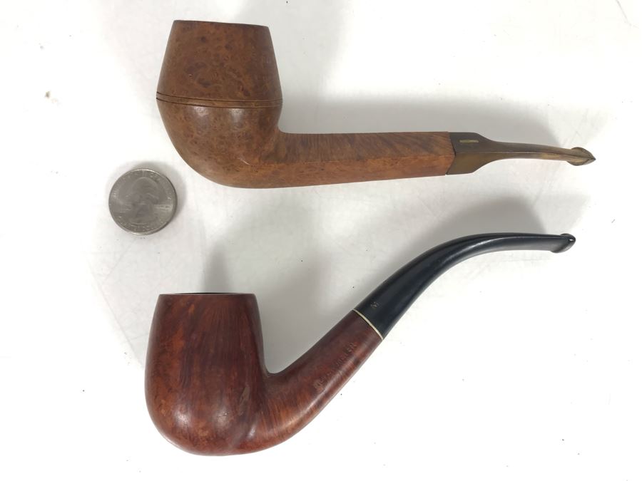 Pair Of Vintage Hand Made Wooden Smoking Pipes [Photo 1]