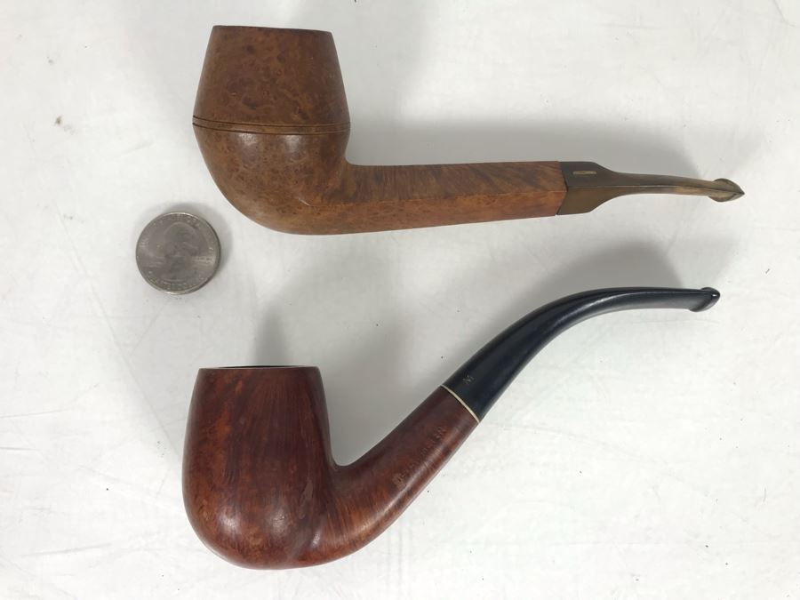 Pair Of Vintage Hand Made Wooden Smoking Pipes [Photo 2]