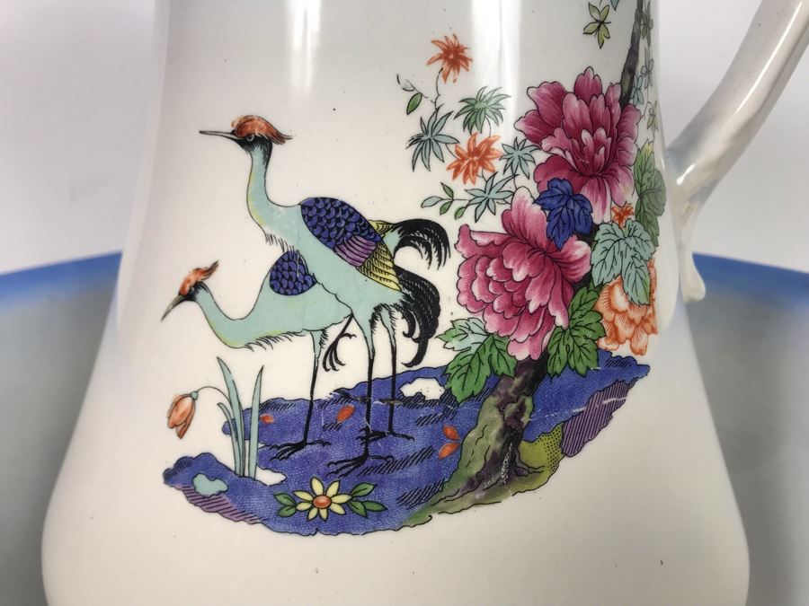 Vintage Royal Staffordshire Pottery Wilkinson Ltd England Pitcher 14.5H & Wash Basin Bowl 15.5R [Photo 4]