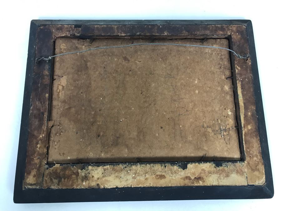 Antique Indian Cowboy Print In Vintage Wooden Frame With Native American Relief Peace Pipe 12 X 9.5 [Photo 11]