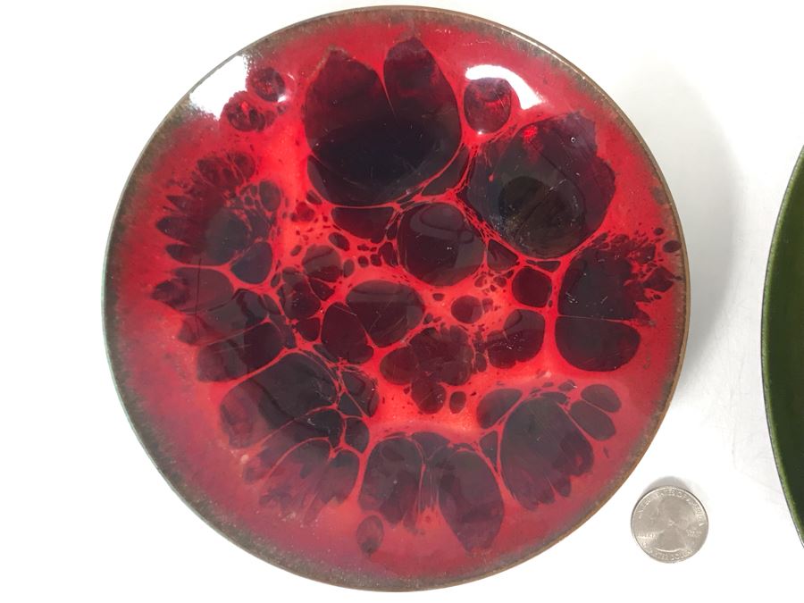 Pair Of Signed Art Metal Enamel Copper Plates 11R & 7R [Photo 5]