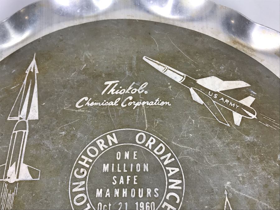 Vintage 1960 Thiokol Chemical Corporation Longhorn Ordnance Works Pewter Metal Tray With Various Missiles 14.5R [Photo 6]