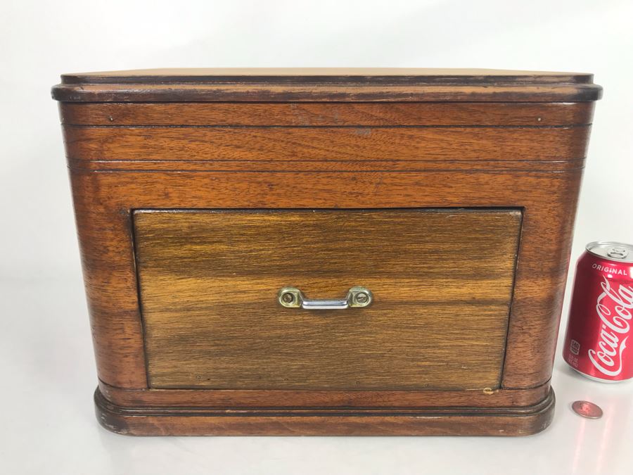Repurposed Wooden Tube Radio Cabinet Converted To Sewing Box 16W X 12D X 11H [Photo 1]