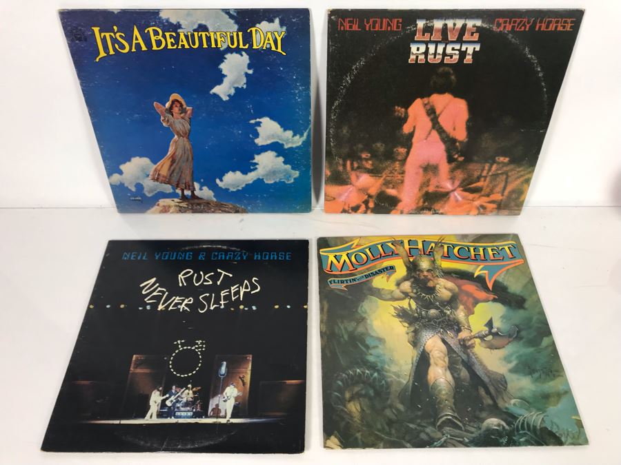 Vinyl Records: Molly Hatchet Firtin With Disaster, Neil Young & Crazy Horse Rust Never Sleeps And Live Rust, It's A Beautiful Day Limited Edition Record