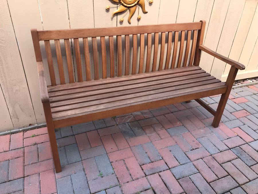 Wooden Outdoor Bench Seat 59W X 22D X 35H [Photo 4]