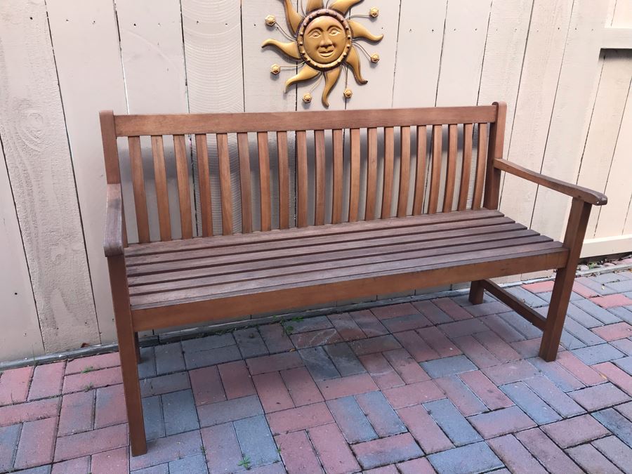 Wooden Outdoor Bench Seat 59W X 22D X 35H [Photo 2]
