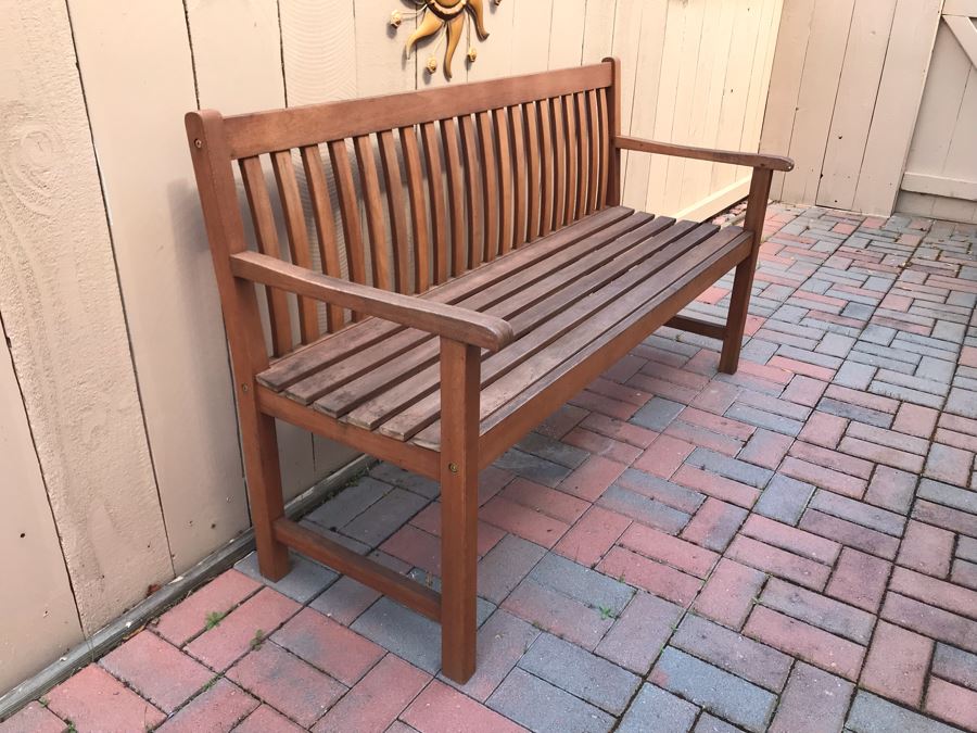 Wooden Outdoor Bench Seat 59W X 22D X 35H [Photo 3]