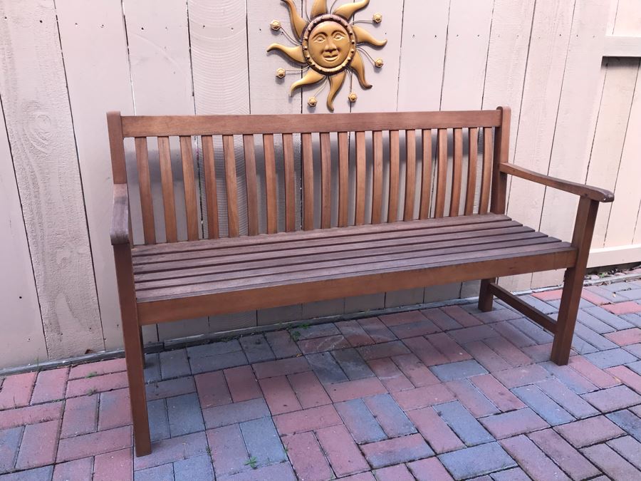 Wooden Outdoor Bench Seat 59W X 22D X 35H [Photo 1]