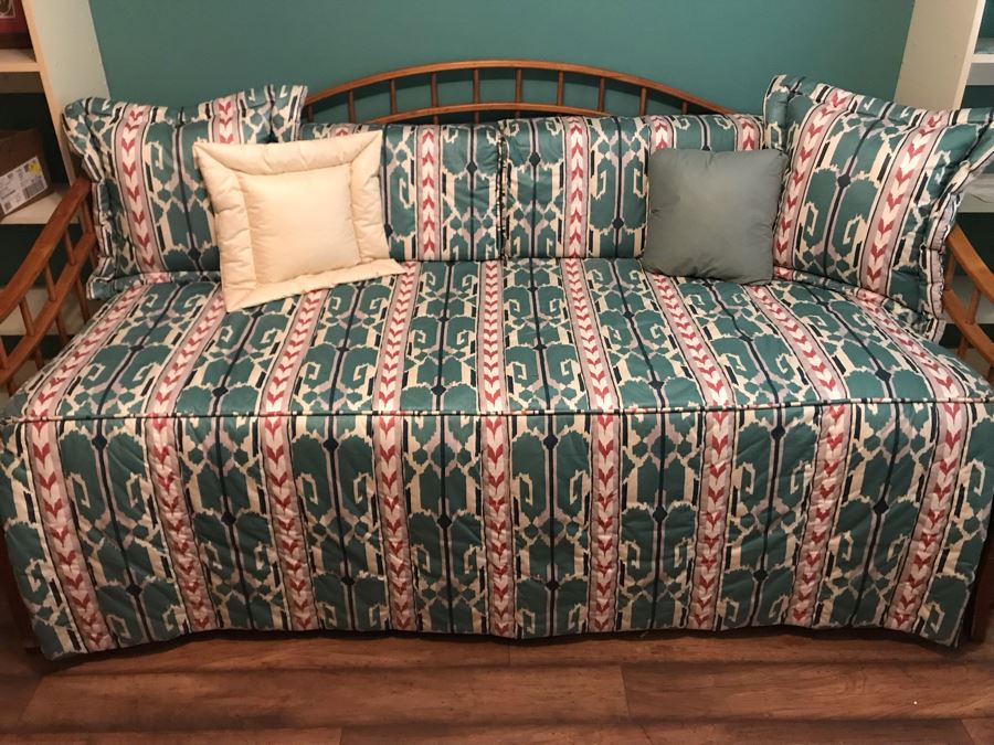 Wooden Daybed With Bedding - Comes With (2) Twin Mattresses 80W X 42D X 42H [Photo 4]