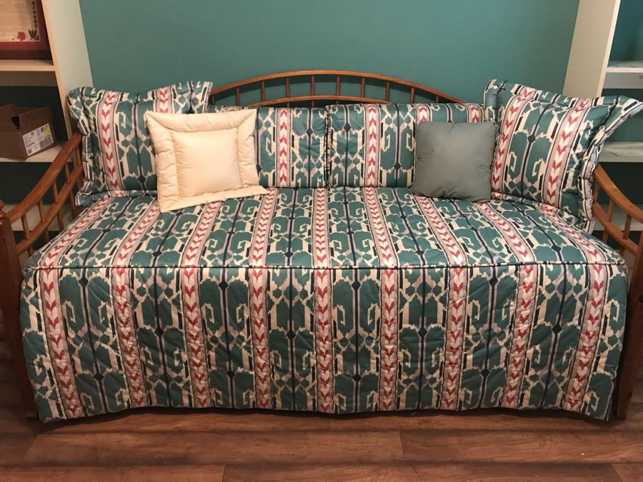 Wooden Daybed With Bedding - Comes With (2) Twin Mattresses 80W X 42D X 42H [Photo 3]