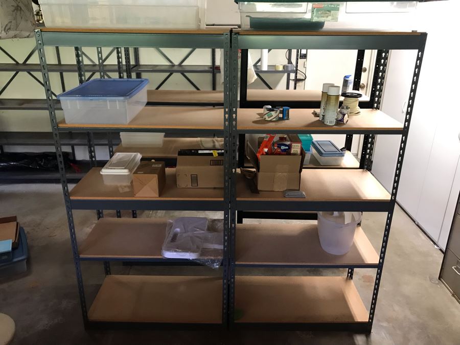 Set Of (4) Adjustable Metal Industrial Shelving Units Each 36W X 16D X 72H [Photo 2]
