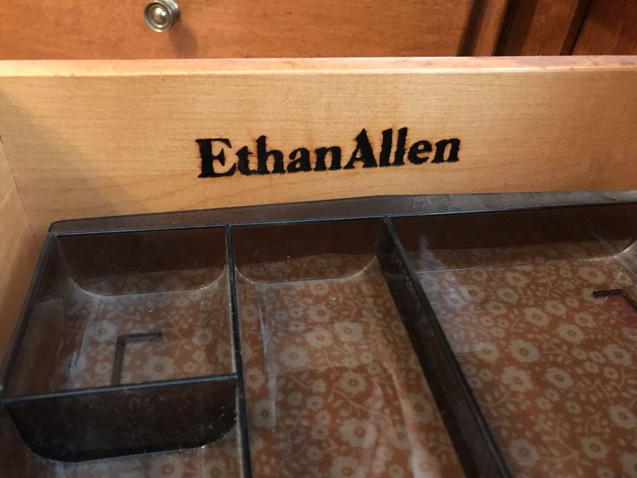 Ethan Allen (6) Piece Furniture Unit With Desk, (2) Dressers, Side Shelving Unit And (2) Hutches - Pieces May Be Separated Left Side 70W  X 18D X 78H - Right Side 104W [Photo 7]