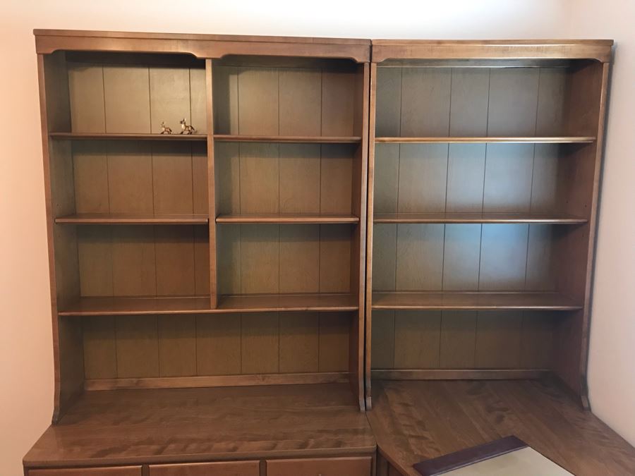Ethan Allen (6) Piece Furniture Unit With Desk, (2) Dressers, Side Shelving Unit And (2) Hutches - Pieces May Be Separated Left Side 70W  X 18D X 78H - Right Side 104W [Photo 6]