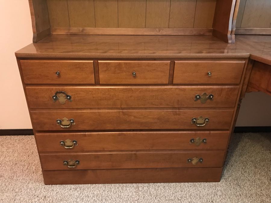 Ethan Allen (6) Piece Furniture Unit With Desk, (2) Dressers, Side ...