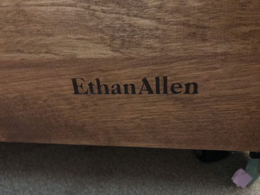 Ethan Allen Full Size Wooden Bed With Therapedic Bristol Guest Bedroom Mattress With Bedding 53W X 77L X 42H (Nightstand And Lamp Not Included) [Photo 4]