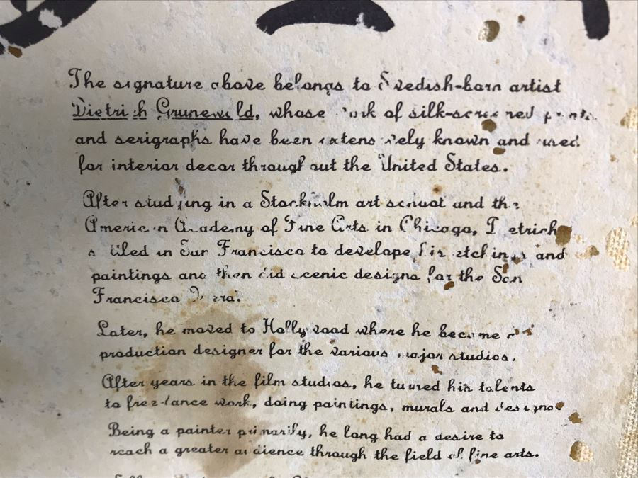 Vintage Mid-Century Large Dietrich Grunewald Serigraph 41W X 54.5H [Photo 8]