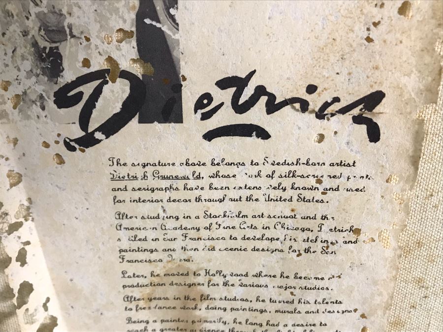 Vintage Mid-Century Large Dietrich Grunewald Serigraph 41W X 54.5H [Photo 7]