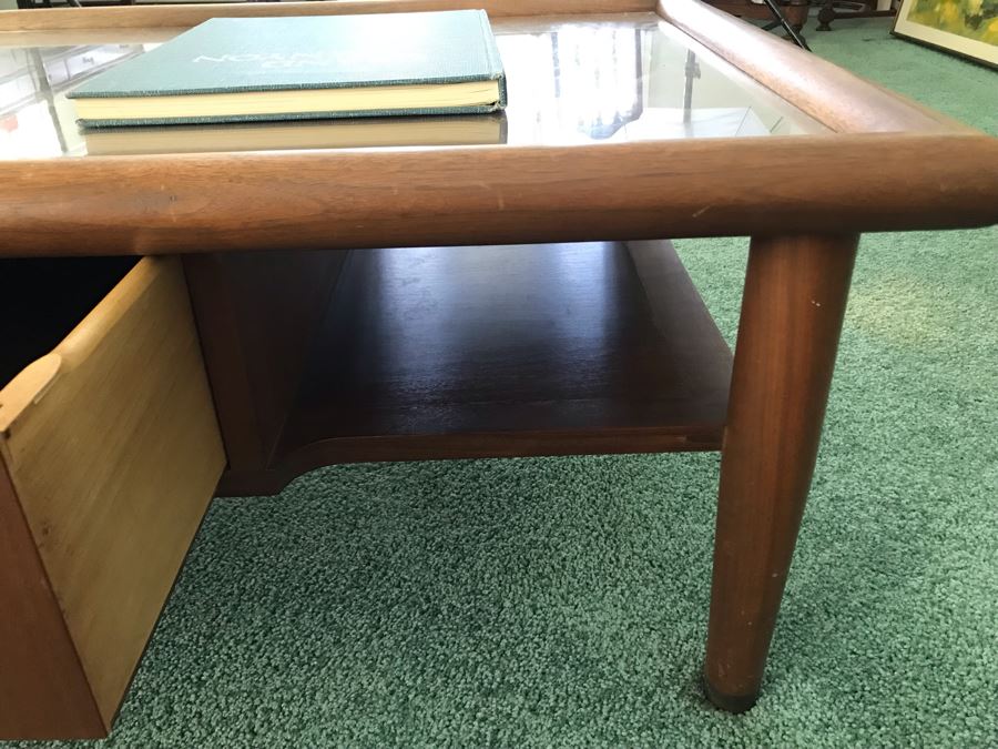 Custom Wooden Mid-Century Coffee Table With 2 Drawers Designed By Freemason / Hollywood Movie Studio Furniture Maker Frank J. Pierce 60W X 27.5W X 17H [Photo 12]