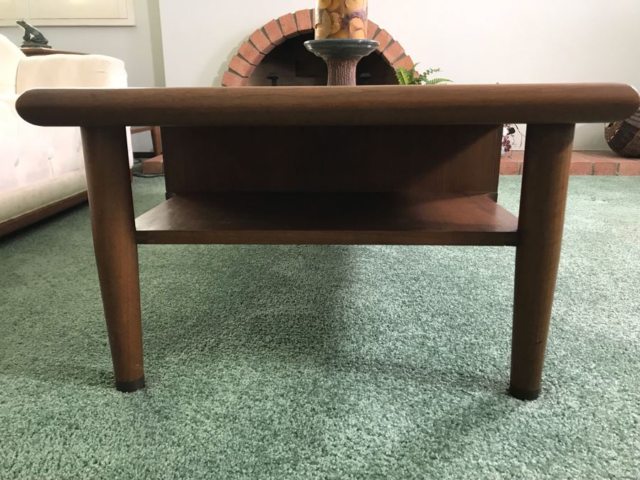 Custom Wooden Mid-Century Coffee Table With 2 Drawers Designed By Freemason / Hollywood Movie Studio Furniture Maker Frank J. Pierce 60W X 27.5W X 17H [Photo 7]