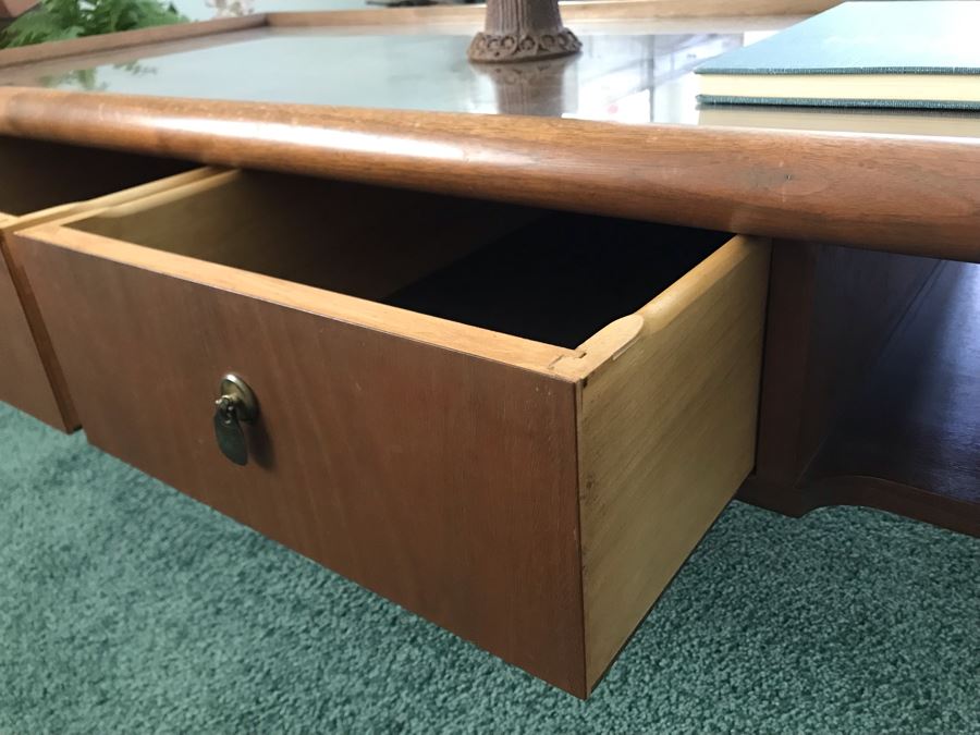 Custom Wooden Mid-Century Coffee Table With 2 Drawers Designed By Freemason / Hollywood Movie Studio Furniture Maker Frank J. Pierce 60W X 27.5W X 17H [Photo 11]