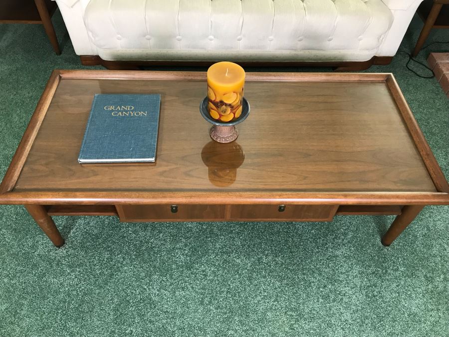 Custom Wooden Mid-Century Coffee Table With 2 Drawers Designed By Freemason / Hollywood Movie Studio Furniture Maker Frank J. Pierce 60W X 27.5W X 17H [Photo 5]