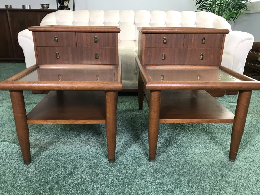 Pair Of Custom Wooden Mid-Century Side Tables Designed By Freemason / Hollywood Movie Studio Furniture Maker Frank J. Pierce 20W X 30D X 25H [Photo 2]