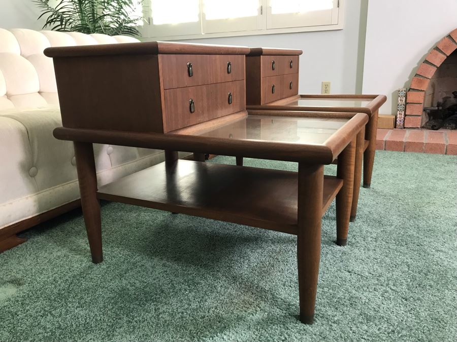 Pair Of Custom Wooden Mid-Century Side Tables Designed By Freemason / Hollywood Movie Studio Furniture Maker Frank J. Pierce 20W X 30D X 25H [Photo 7]